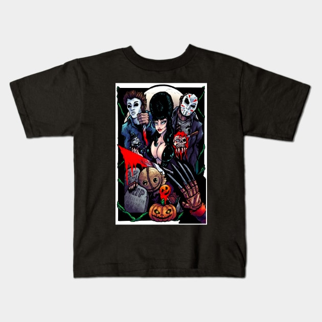 Halloween Maniacs Kids T-Shirt by ArtofOldSchool